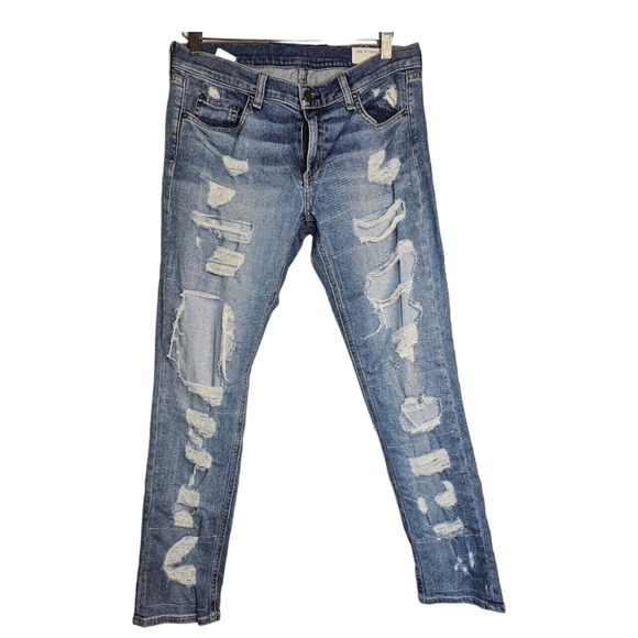 rag & bone Denim - Rag & Bone Medium Blue Brigade Distressed Boyfriend Skinny Jeans size 30